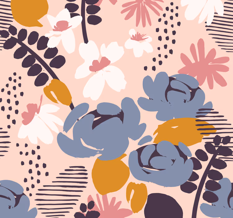 Botaniska blommönster Tapet blommig - Tenstickers