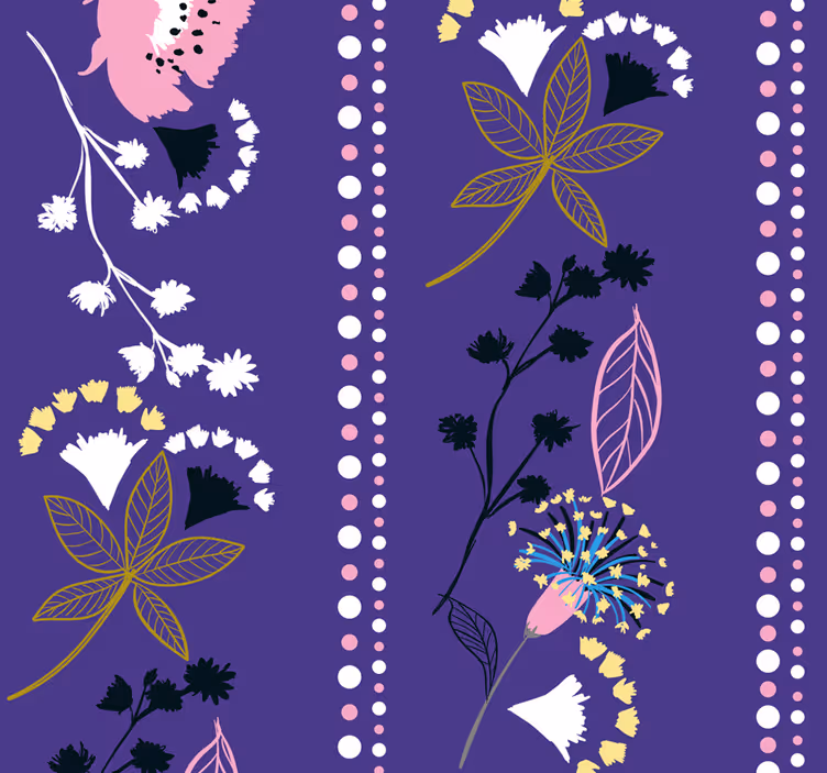 Blommigt randmönster Tapet blommor - Tenstickers