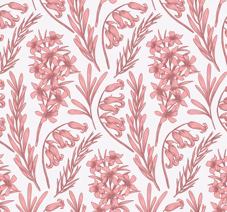 Blommigt lavendelmönster Tapet blommor - Tenstickers