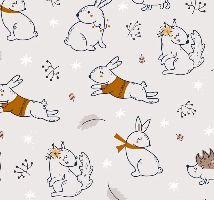 Lekfullt kaninmotiv Dyr tapet - Tenstickers
