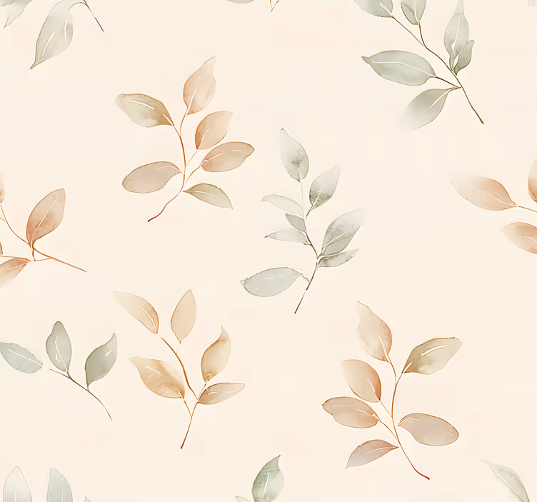 Beige blad design Biljetter tapet - Tenstickers
