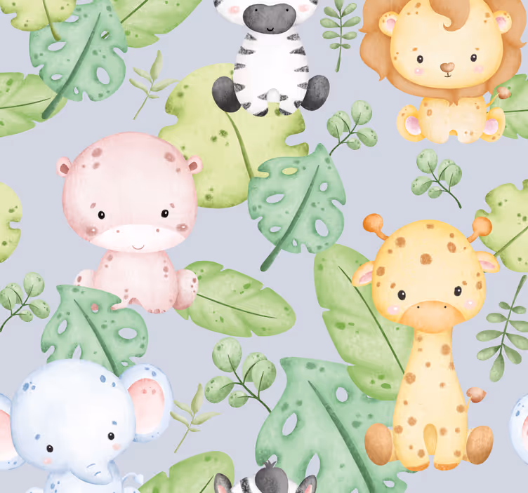 Baby design tapeter med djur - Tenstickers