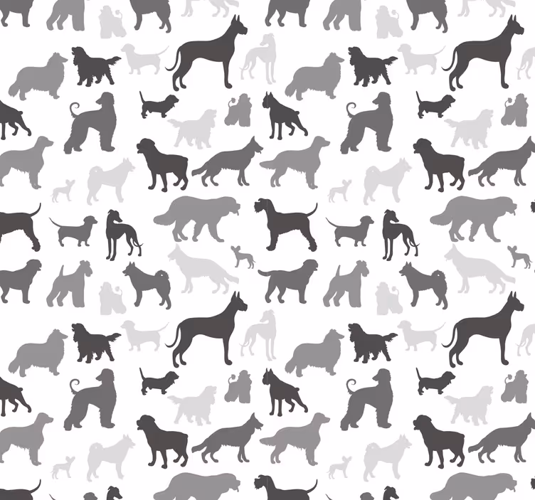 Svart hund siluett mönster sovrum tapet - Tenstickers