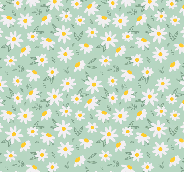 Tusensköna blommor på en grön hall tapet - Tenstickers