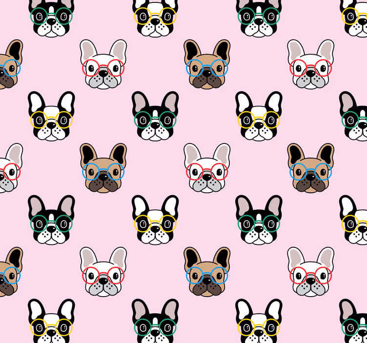 Fransk bulldog med glasögon sovrum tapet - Tenstickers