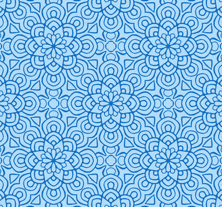 Blå mandala blomma vintage tapet - Tenstickers