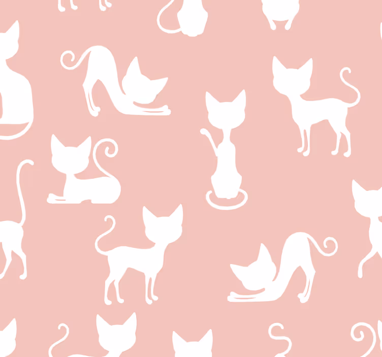 Abstrakt stretching katter sovrum tapet - Tenstickers