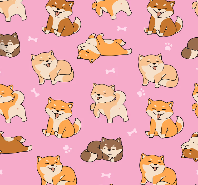 Fint mönster med corgi och barn tapeter - Tenstickers