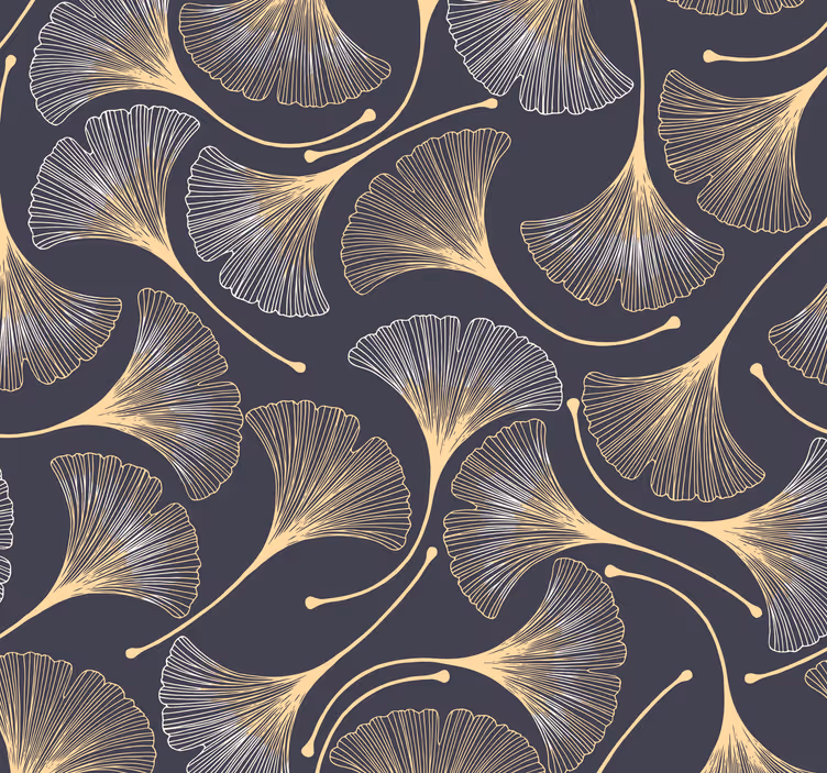 Ginkgo blad solfjäderformad modern tapet - Tenstickers