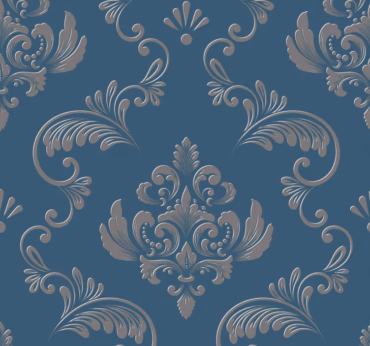 Blå och guld barock design rustik tapet - Tenstickers