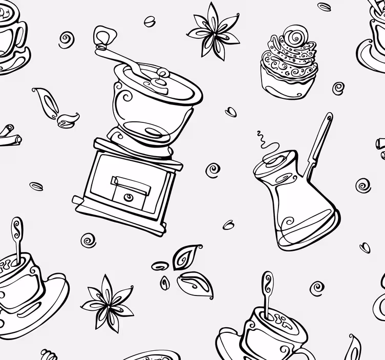 Varmt kaffe skiss kök tapet - Tenstickers