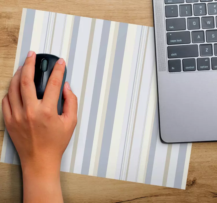 80-tal blå och beige ränder original musmatta - Tenstickers