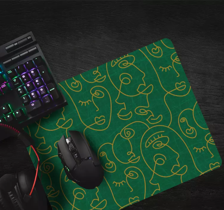 Abstrakt grön ritade kvinnor musmatta mönster - Tenstickers