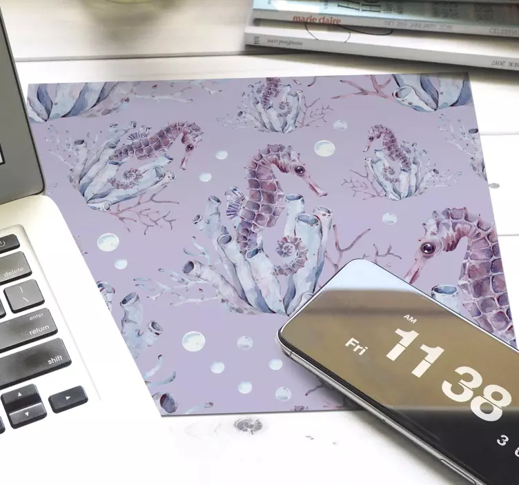 Akvarell sjöhäst havsliv musmatta - Tenstickers