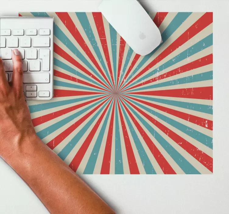 Blå och röd retro mönster musmatta - Tenstickers