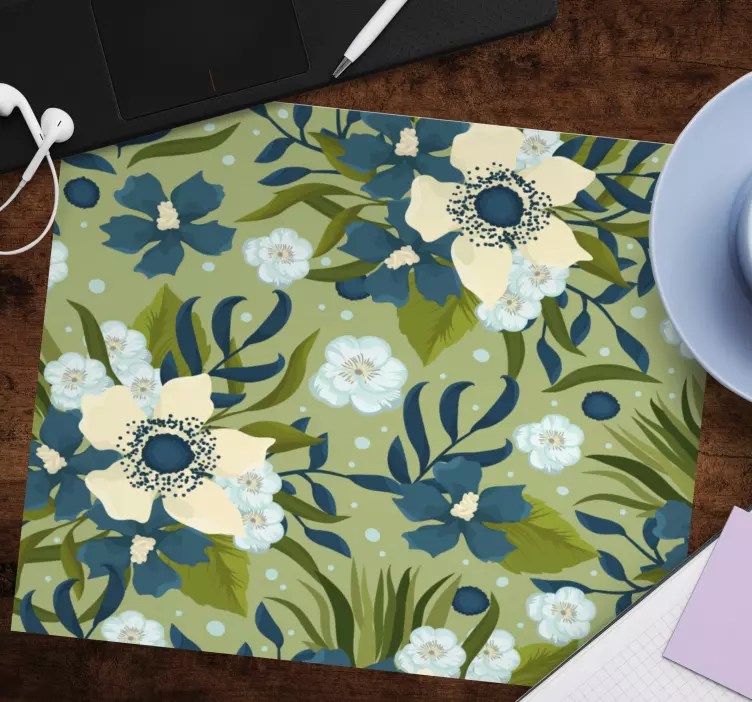 Blommig grönska mönster och texturer musmatta - Tenstickers