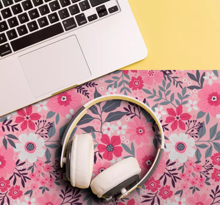 Blommigt rosa motiv mönster och texturer musmatta - Tenstickers