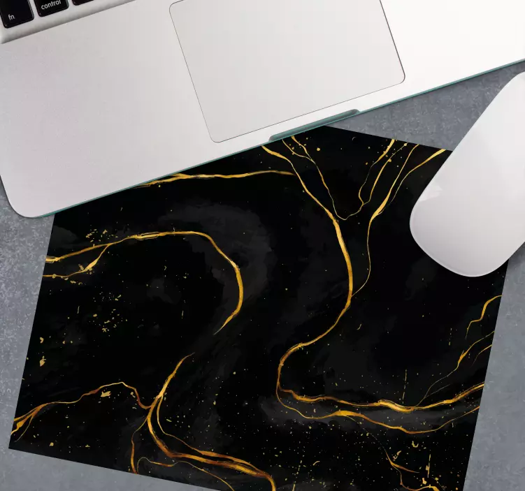 Elegant svart virvel mönster och texturer musmatta - Tenstickers