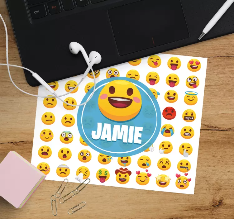 Emojis med namn personlig musmatta - Tenstickers