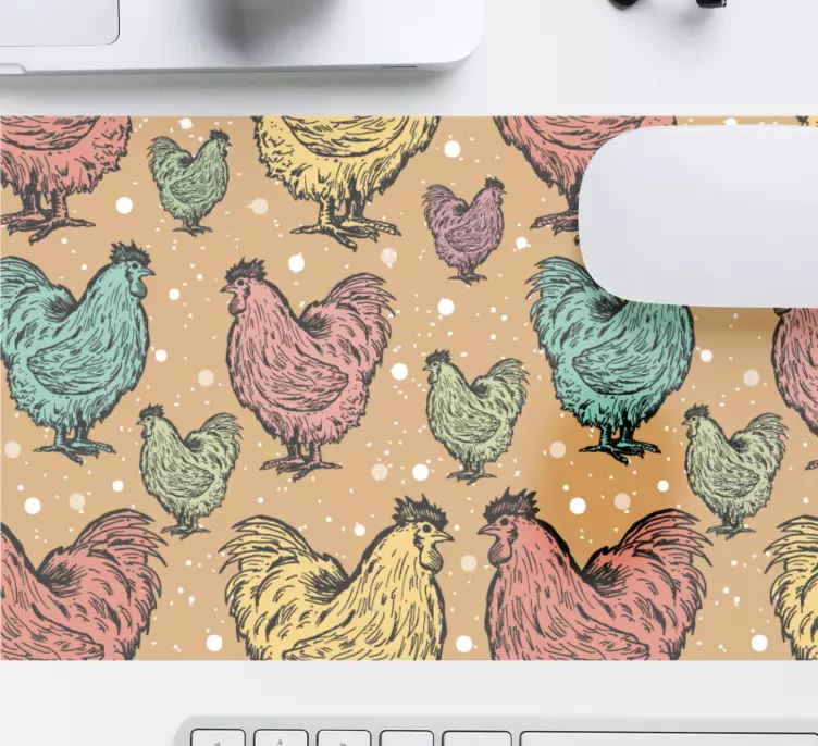 Färgglad höna mönster och texturer musmatta - Tenstickers