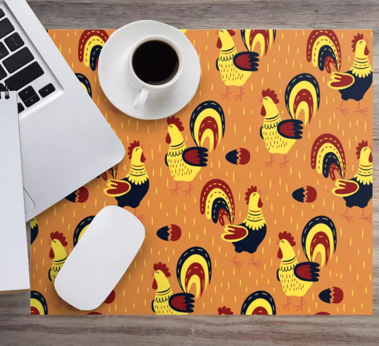 Färgglad tuppmotiv mönster och texturer musmatta - Tenstickers