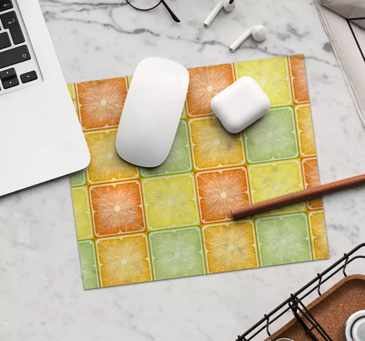 Färgglada fruktrutor mönster och texturer musmatta - Tenstickers