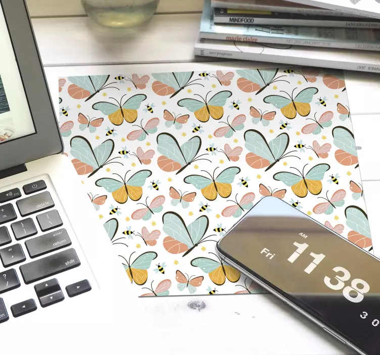 Färgglatt fjärilsmönster och texturer musmatta - Tenstickers