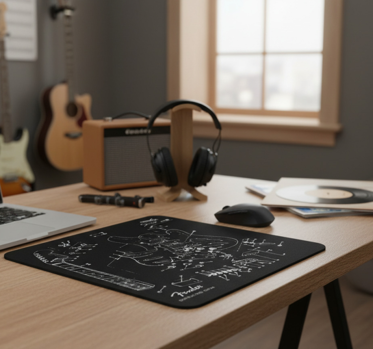 Fender destrukturerad gitarr musmatta - Tenstickers