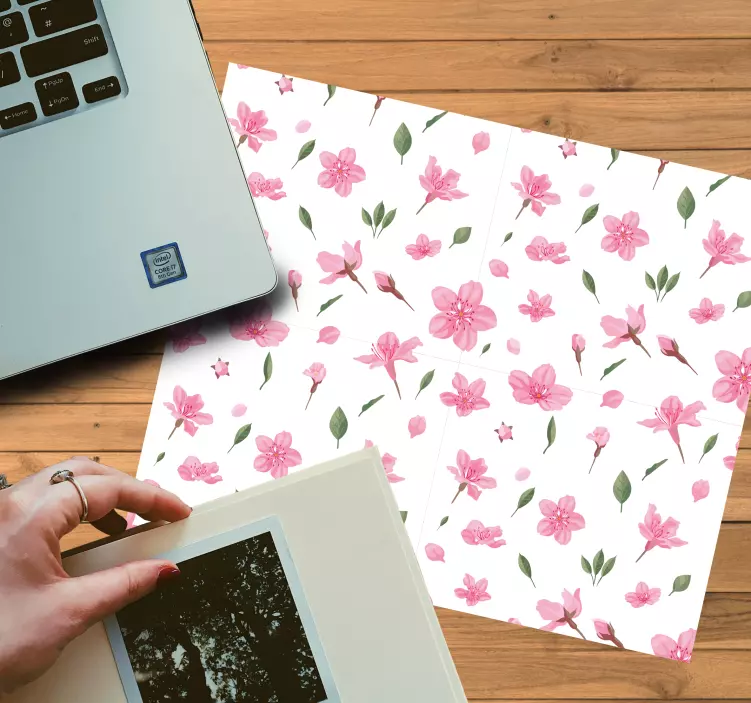 Floral rosa tema mönster och texturer musmatta - Tenstickers
