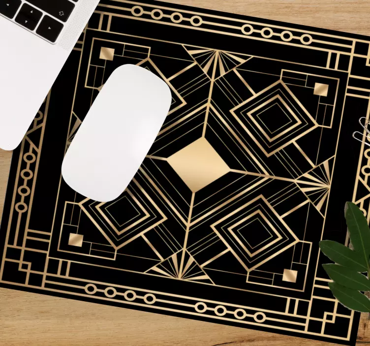 Geometrisk svart och guld mönster och texturer musmatta - Tenstickers