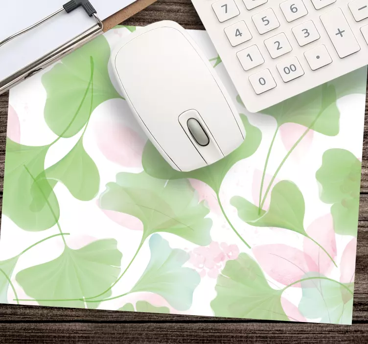 Gingko leaf swirls mönster och texturer musmatta - Tenstickers