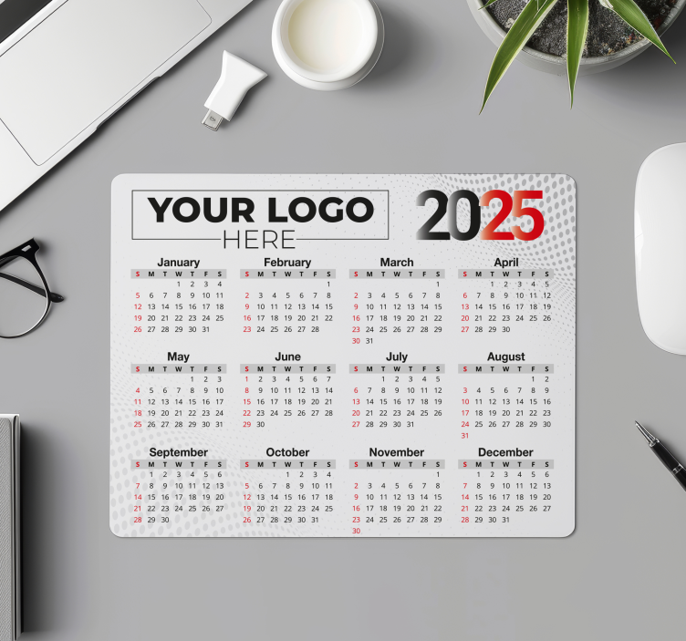 Kalender 2025 med logotyp Musmatta med namn - Tenstickers