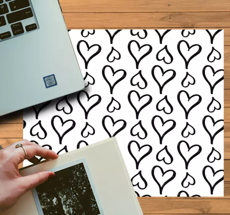 Lekfullt hjärtmotiv mönster och texturer musmatta - Tenstickers