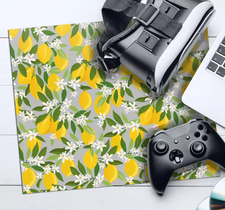 Lively lemon floral mönster och texturer musmatta - Tenstickers