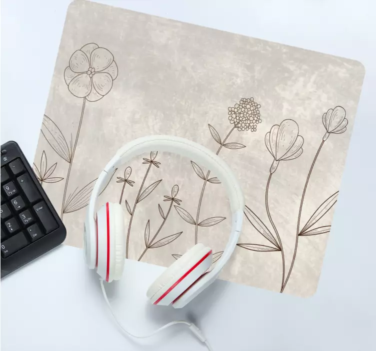 Mönster och texturer musmatta botanisk konturillustration - Tenstickers