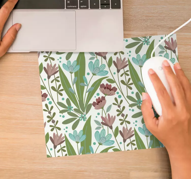 Mönster och texturer musmatta med blommigt grönt mönster - Tenstickers