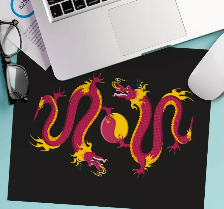 Musmatta gaming med detaljerat drakdesign - Tenstickers