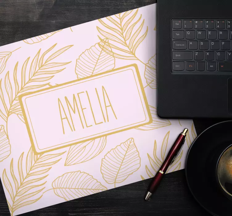 Musmatta med namn elegant bladmönster - Tenstickers