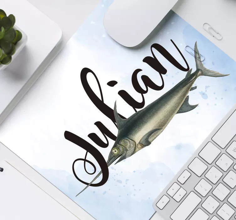 Musmatta med namn fiskillustration - Tenstickers