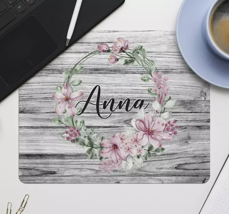 Musmatta med namn floral namn cirkel - Tenstickers