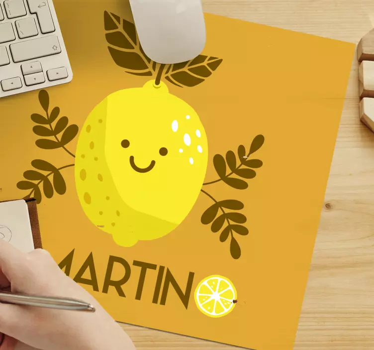 Musmatta med namn glad citron karaktär - Tenstickers