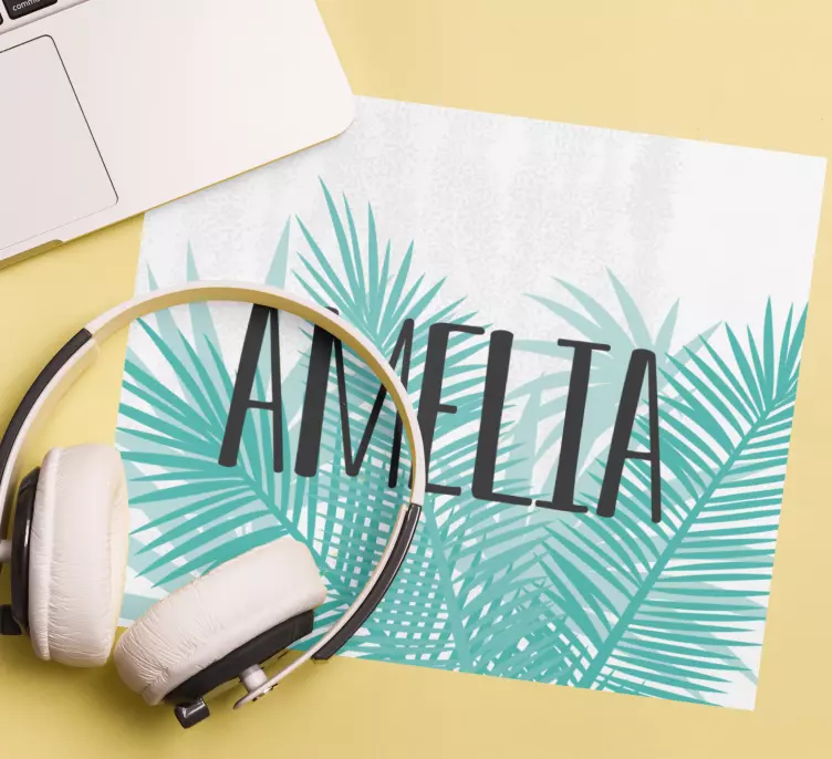 Musmatta med namn tropisk bladmönster - Tenstickers