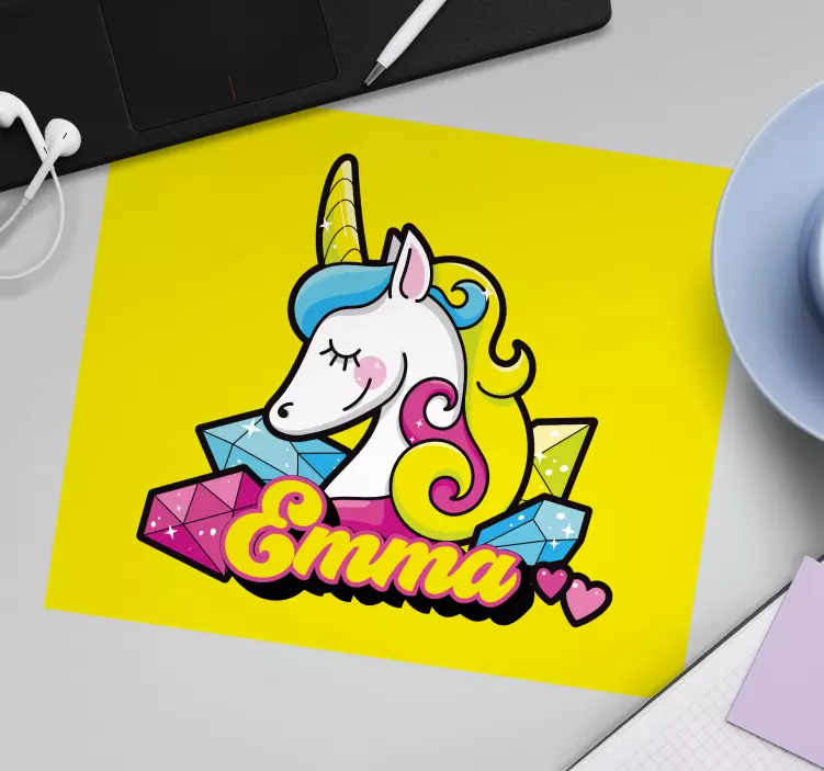Musmatta med namn unicornkaraktärsillustration - Tenstickers