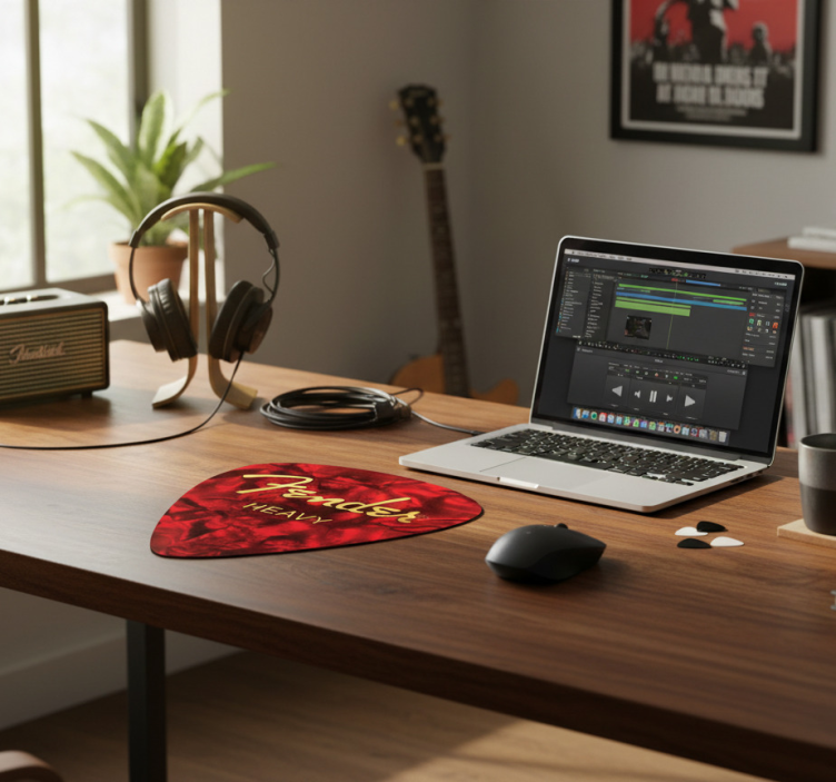 Musmatta med röd fender gitarrplektrum - Tenstickers