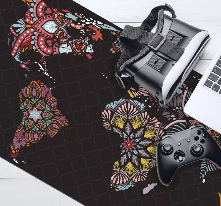 Musmatta med världskarta färgglada mönster - Tenstickers