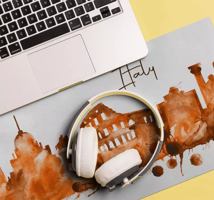 Musmatta med världskarta italian skyline akvarell - Tenstickers