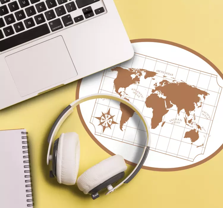 Musmatta med världskarta och kompass - Tenstickers