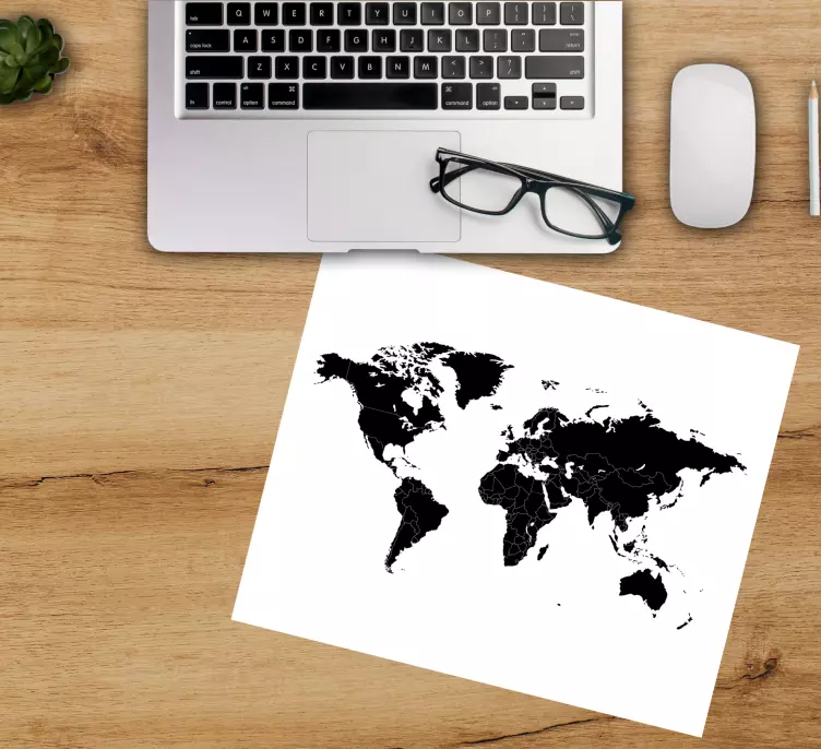 Musmatta med världskarta stiliserad global kontur - Tenstickers
