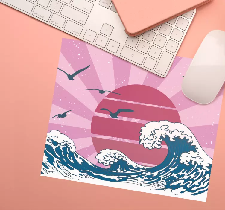 Musmatta med världskarta stiliserad havsscen - Tenstickers