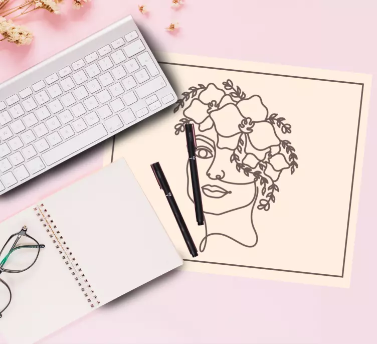 Original musmatta elegant blommig porträtt - Tenstickers